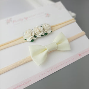 cream headband, cream bow headband, cream flower headband, christening headband, naming day headband, soft baby headband, toddler headband , baby girl headband, neworn girl headband, baby headband ireland, baby headband ireland handmade,baby headband bow, christening baby headband