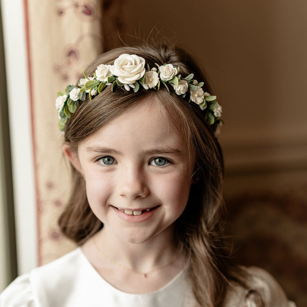Communion flower crown, Communion flower crown Ireland, First Holy Communion flower crown, First Communion flower crown, girls Communion flower crown, white Communion flower crown, ivory Communion flower crown, floral Communion headpiece, Communion floral crown, Communion flower headpiece, Communion hair accessories, Communion hair accessories Ireland, Communion headpiece Ireland, handmade Communion flower crown, handmade Communion headpiece Ireland, luxury Communion flower crown, girls floral headpiece, 
