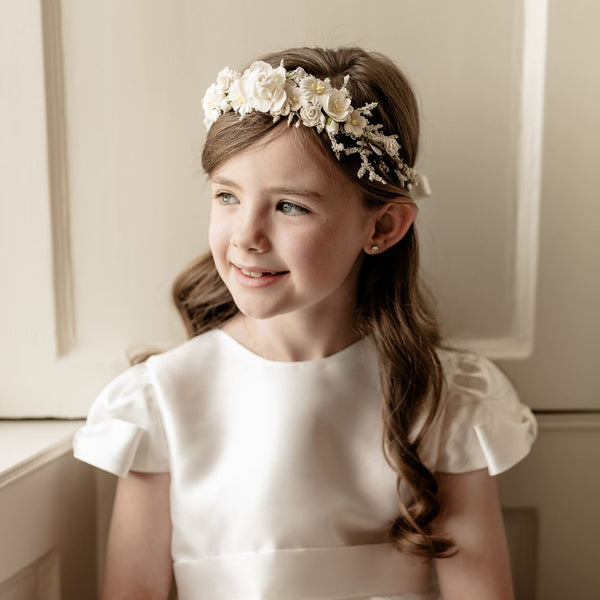 Communion flower crown, Communion flower crown Ireland, First Holy Communion flower crown, First Communion flower crown, girls Communion flower crown, white Communion flower crown, ivory Communion flower crown, floral Communion headpiece, Communion floral crown, Communion flower headpiece, Communion hair accessories, Communion hair accessories Ireland, Communion headpiece Ireland, handmade Communion flower crown, handmade Communion headpiece Ireland, luxury Communion flower crown, girls floral headpiece, 