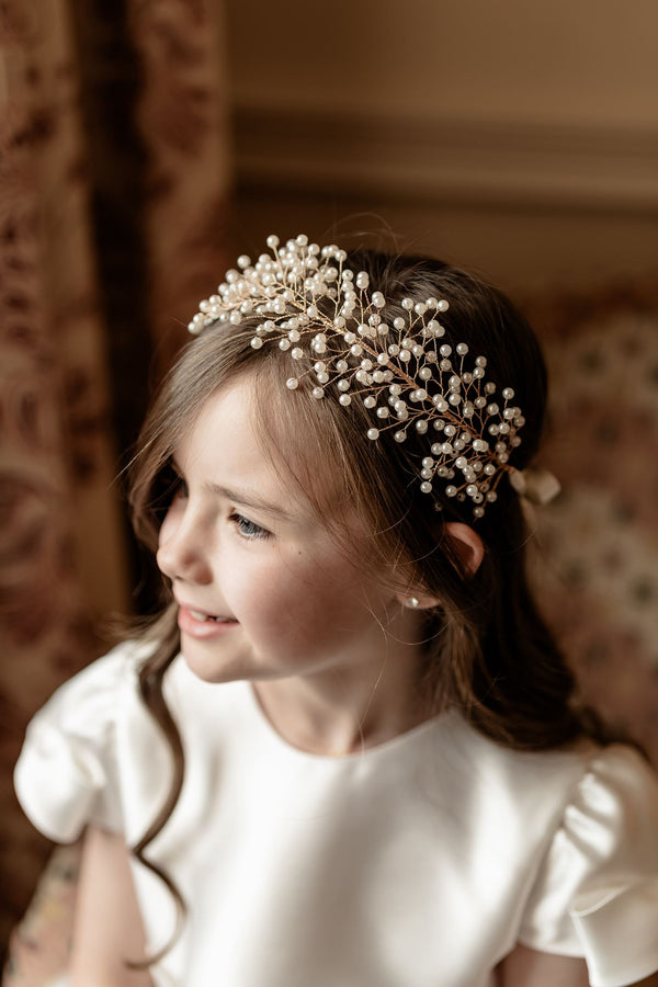 Abigail Gold Pearl Headpiece