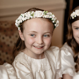 Communion flower crown, Communion flower crown Ireland, First Holy Communion flower crown, First Communion flower crown, girls Communion flower crown, white Communion flower crown, ivory Communion flower crown, floral Communion headpiece, Communion floral crown, Communion flower headpiece, Communion hair accessories, Communion hair accessories Ireland, Communion headpiece Ireland, handmade Communion flower crown, handmade Communion headpiece Ireland, luxury Communion flower crown, girls floral headpiece, wh