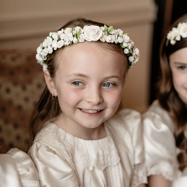 Communion flower crown, Communion flower crown Ireland, First Holy Communion flower crown, First Communion flower crown, girls Communion flower crown, white Communion flower crown, ivory Communion flower crown, floral Communion headpiece, Communion floral crown, Communion flower headpiece, Communion hair accessories, Communion hair accessories Ireland, Communion headpiece Ireland, handmade Communion flower crown, handmade Communion headpiece Ireland, luxury Communion flower crown, girls floral headpiece, wh