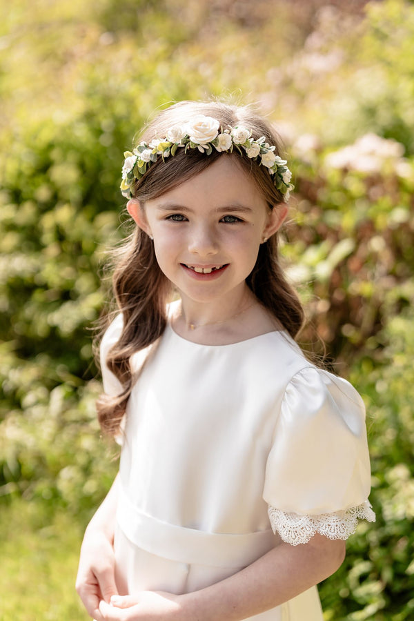 Communion flower crown, Communion flower crown Ireland, First Holy Communion flower crown, First Communion flower crown, girls Communion flower crown, white Communion flower crown, ivory Communion flower crown, floral Communion headpiece, Communion floral crown, Communion flower headpiece, Communion hair accessories, Communion hair accessories Ireland, Communion headpiece Ireland, handmade Communion flower crown, handmade Communion headpiece Ireland, luxury Communion flower crown, girls floral headpiece, 