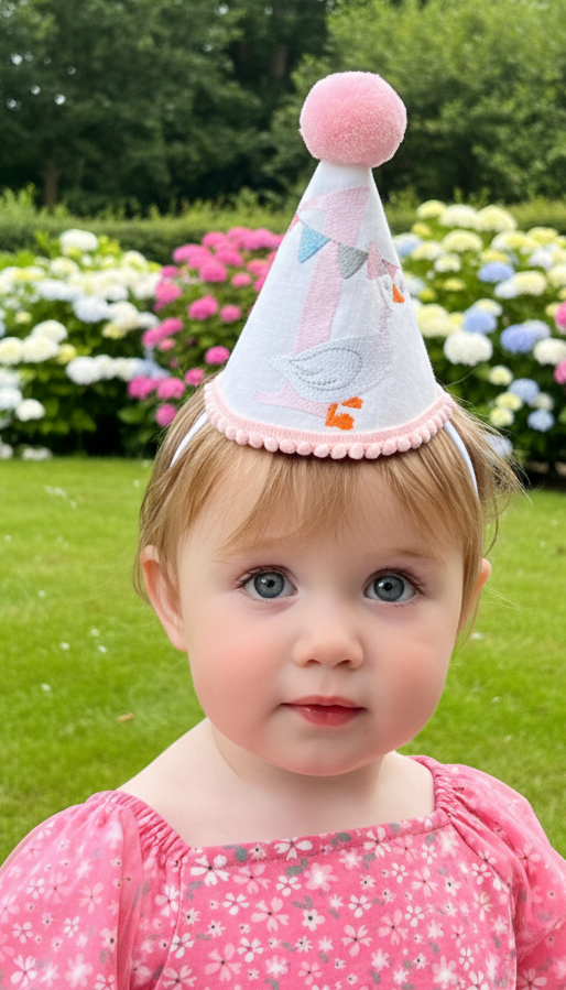 duck party hat, white duck party hat, 1st birthday party hat, 1st birthday hat, toddler party hat, handmade party hat,