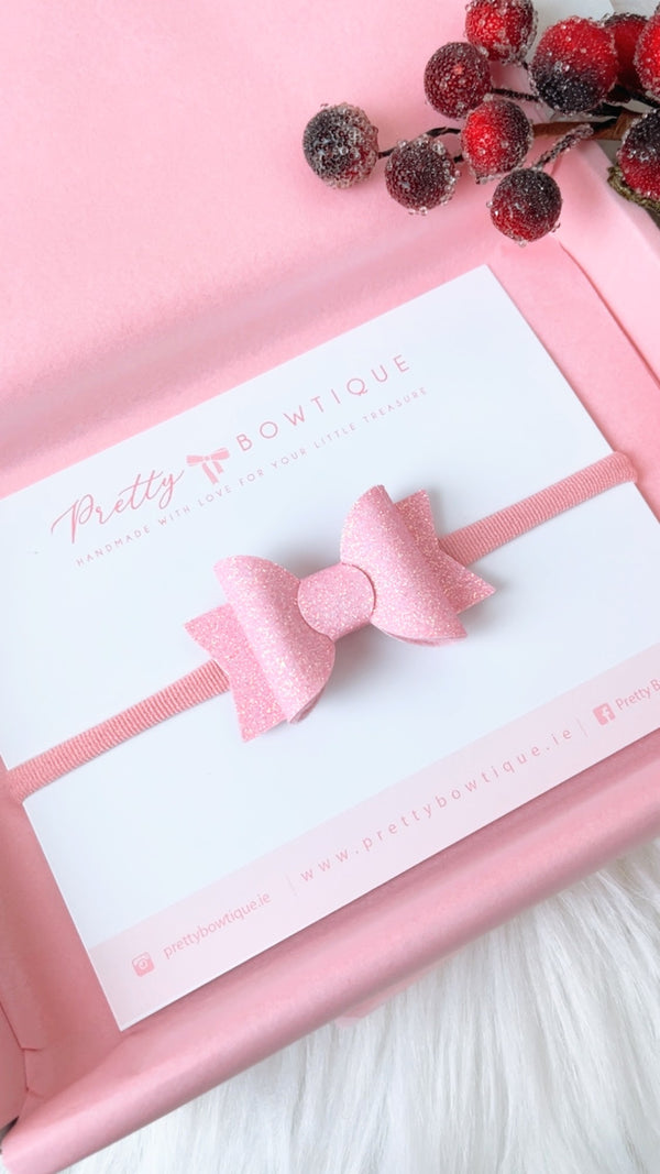 Sparkle small Pink Bow Headband