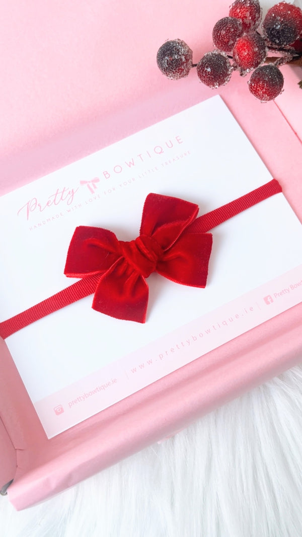 Medium Red velvet Bow Headband
