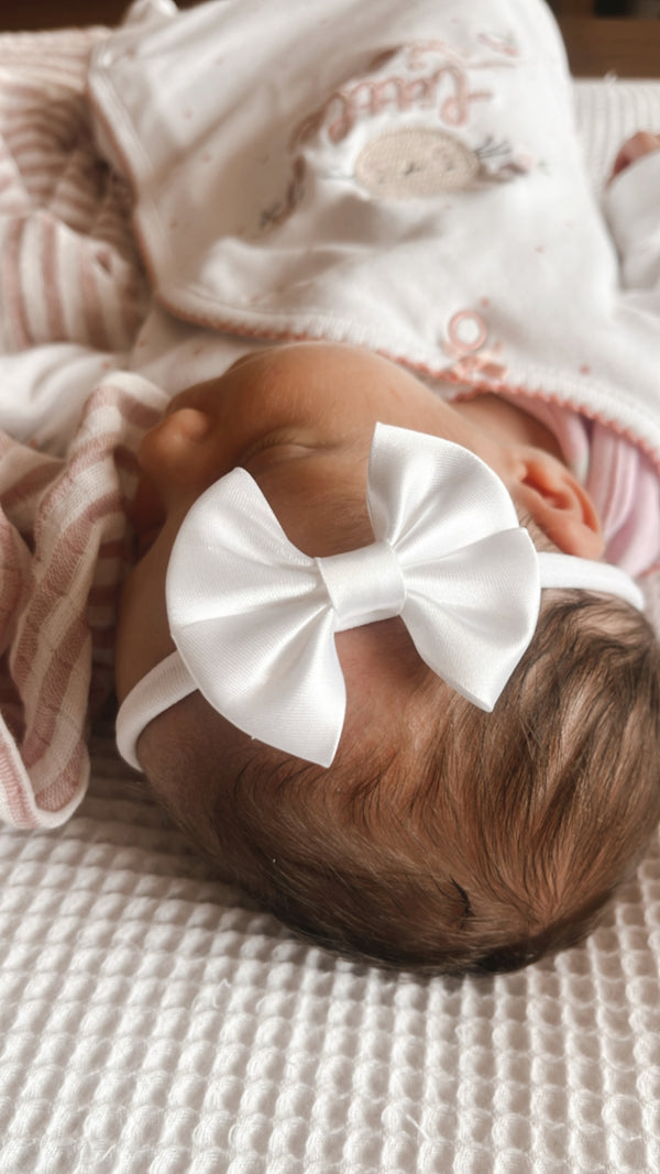 White Double Satin Headband