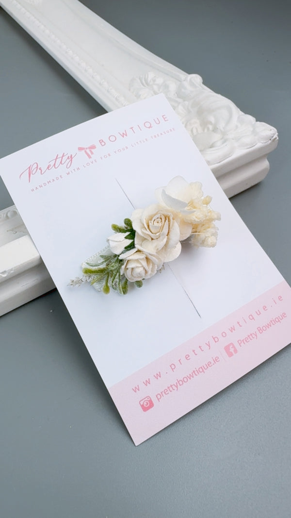 Ivory Rose Flower Clip