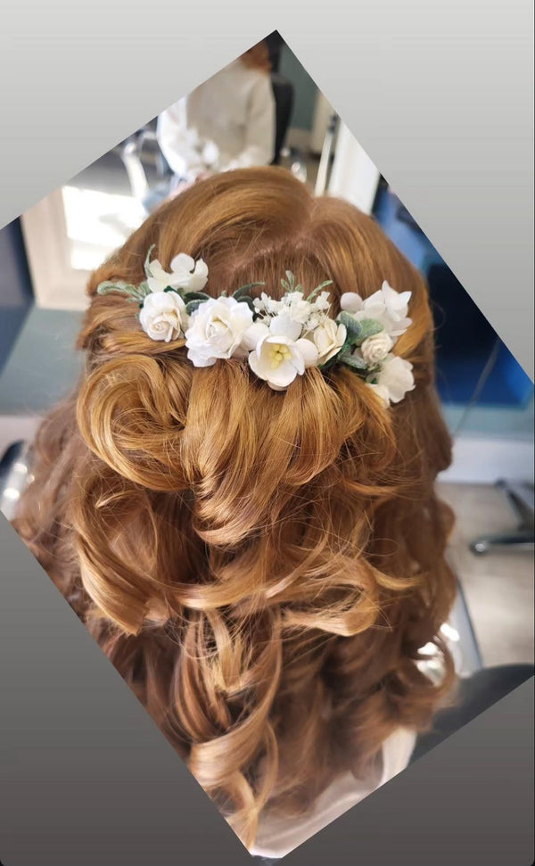 White / Off White  or Ivory  Flower Pins