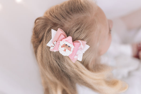 Pink Santa Bow