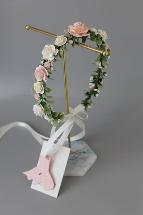 Soft pink & Ivory Flower Flower Crown
