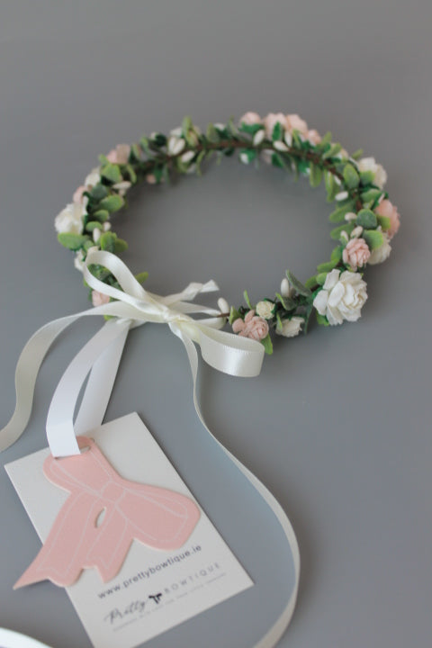 Soft pink & Ivory Flower Flower Crown