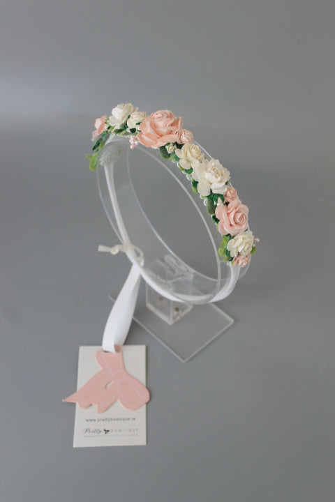 Soft pink & Ivory Flower Headband
