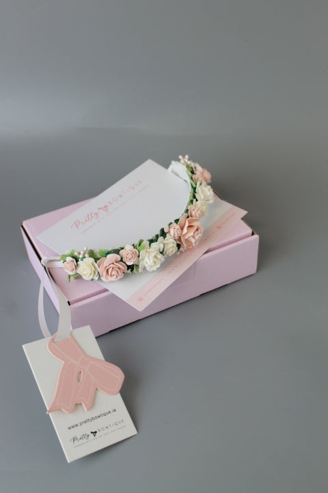 Soft pink & Ivory Flower Headband