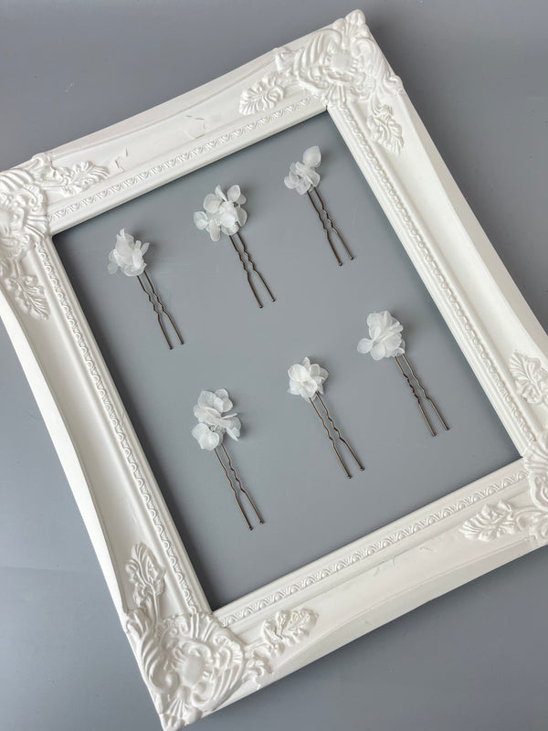 White Silk Flower Pins