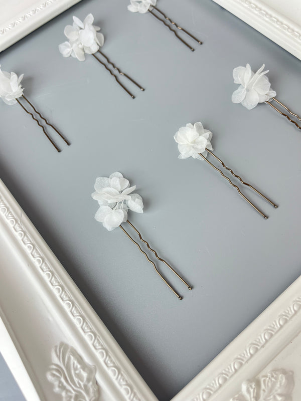 White Silk Flower Pins