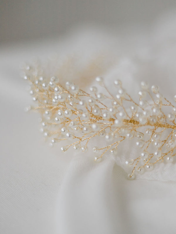Abigail Gold & Ivory Pearl Headpiece