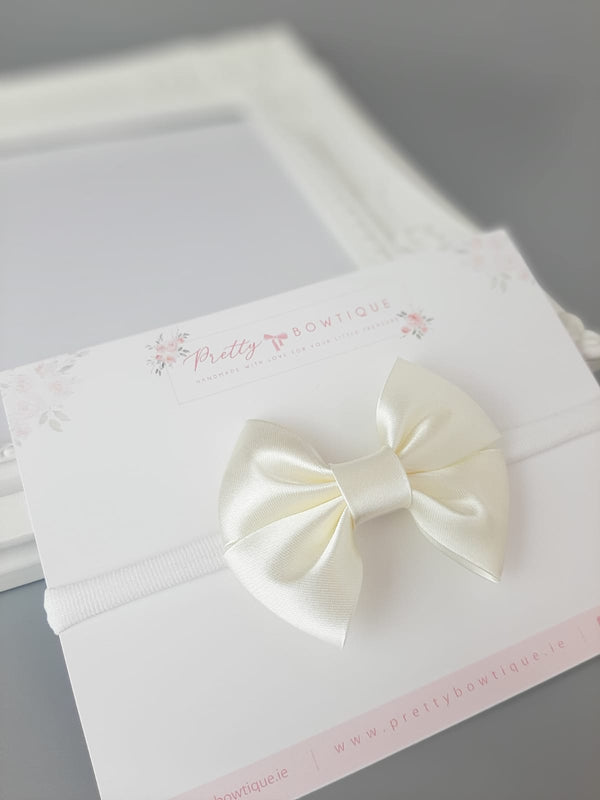 Christening headband, christening bow headband , christening headband baby girl ireland, ivory christening headband, christening accessories, ivory bow headband