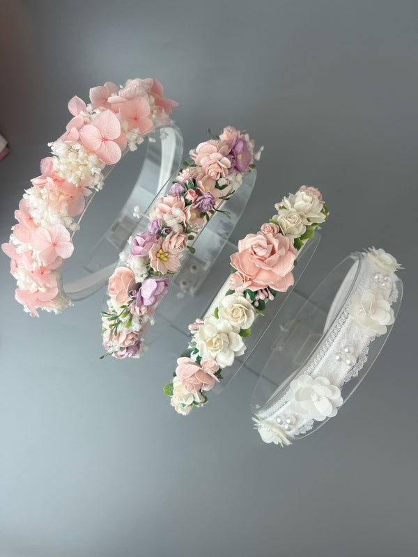 Lace, flower and bead soft headband