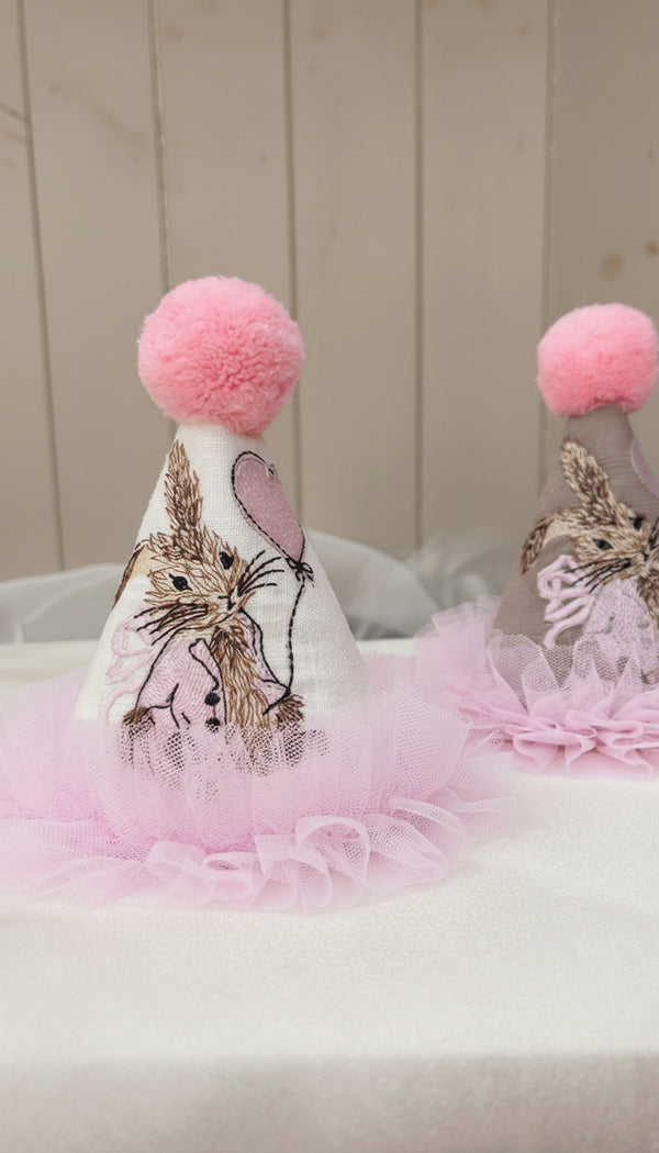 Rabbit party hat, white rabbit party hat, handmade party hat, party hats ireland, birthday party, birthday hat, toddler party hat