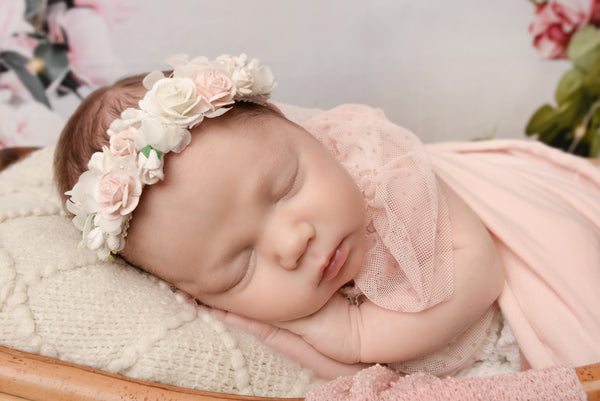 White & Soft Pink flower Headband