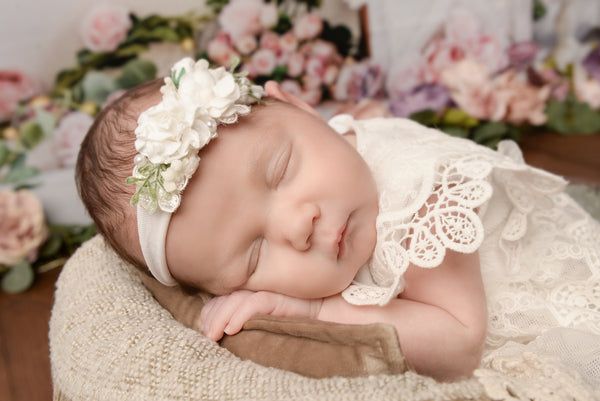 White flower headband