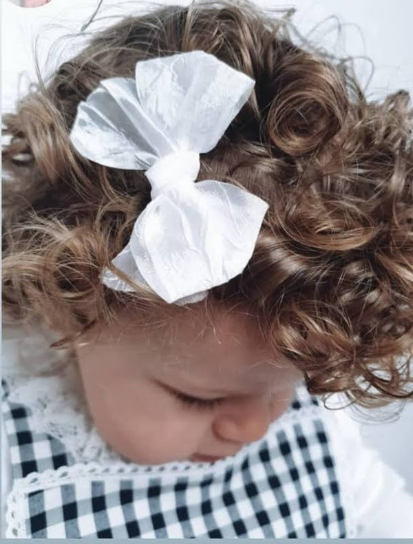 Crushed Silk White or Pink Hair Clip