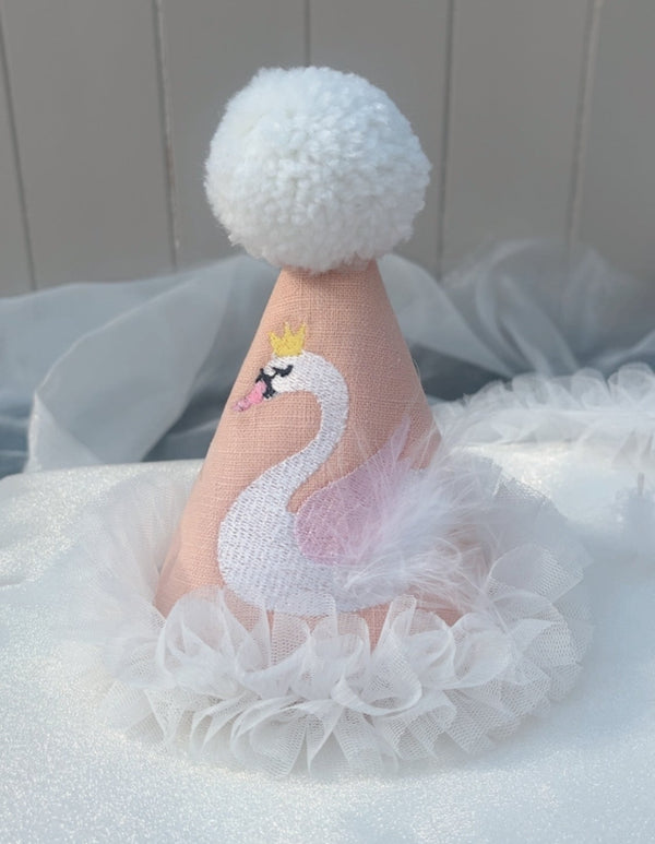 swan party hat, handmade swan party hat, toddler party hat, keepsake party hat, white swan party hat, 1st birthday party hat birthday party,