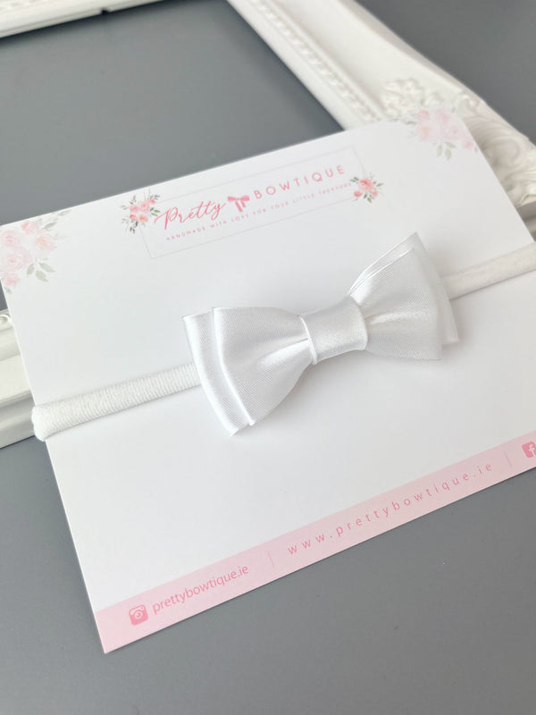 Christening headband, christening bow headband , christening headband baby girl ireland, White christening headband, christening accessories, white bow headband