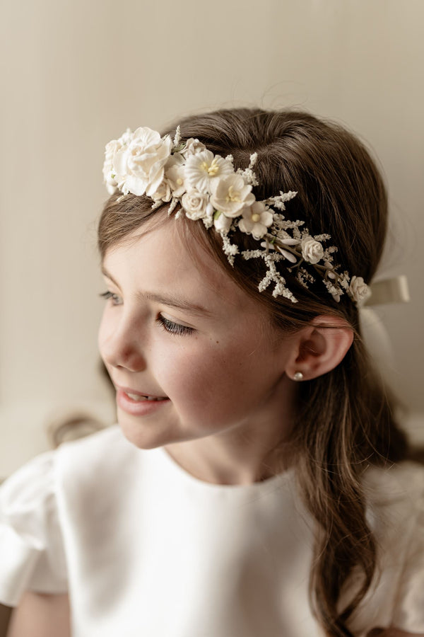Communion flower crown, Communion flower crown Ireland, First Holy Communion flower crown, First Communion flower crown, girls Communion flower crown, white Communion flower crown, ivory Communion flower crown, floral Communion headpiece, Communion floral crown, Communion flower headpiece, Communion hair accessories, Communion hair accessories Ireland, Communion headpiece Ireland, handmade Communion flower crown, handmade Communion headpiece Ireland, luxury Communion flower crown, girls floral headpiece, 