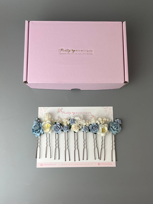 Blue & White Flower Pins