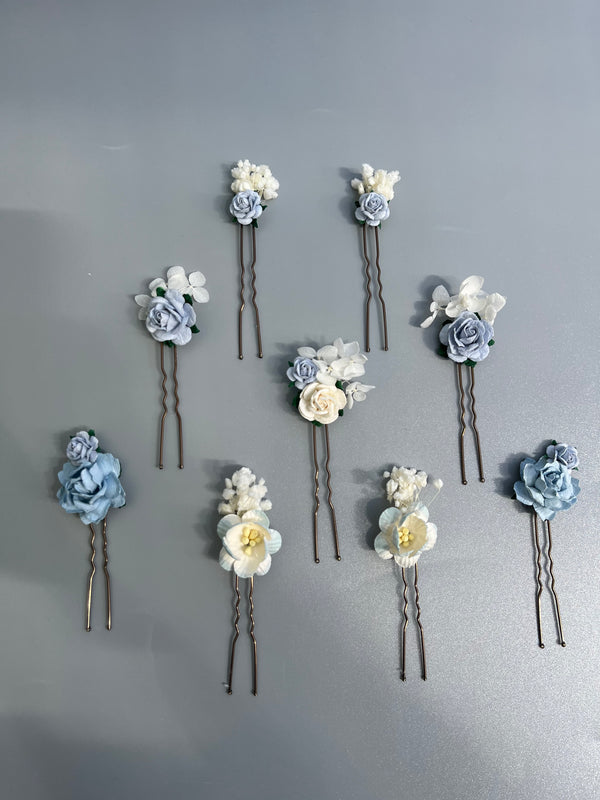 Blue & White Flower Pins