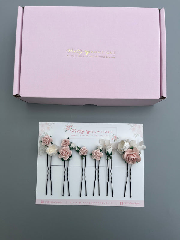 Soft Pink & White Flower Pins