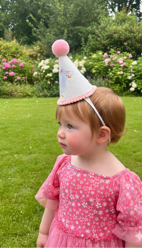 duck party hat, white duck party hat, 1st birthday party hat, 1st birthday hat, toddler party hat, handmade party hat,
