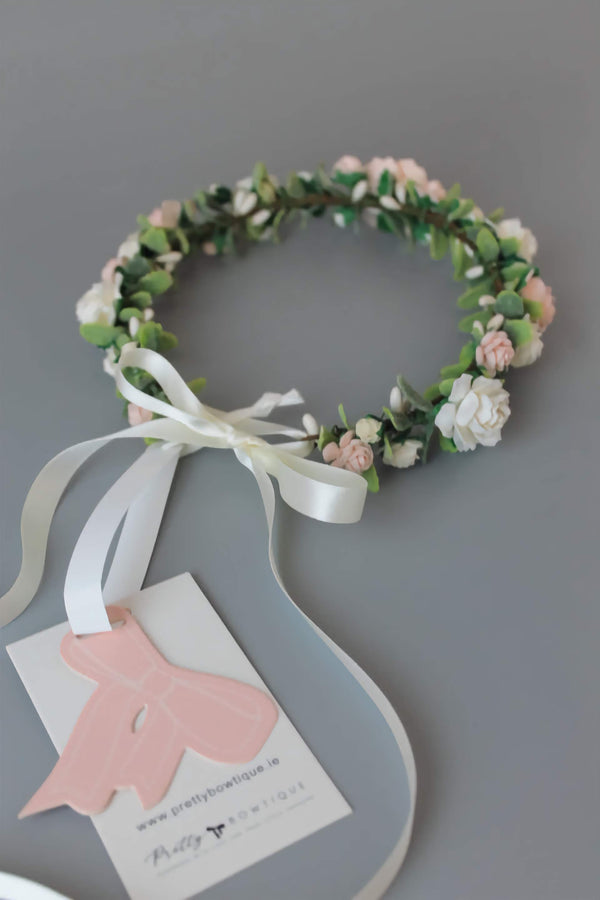 Soft pink & Ivory Flower Flower Crown